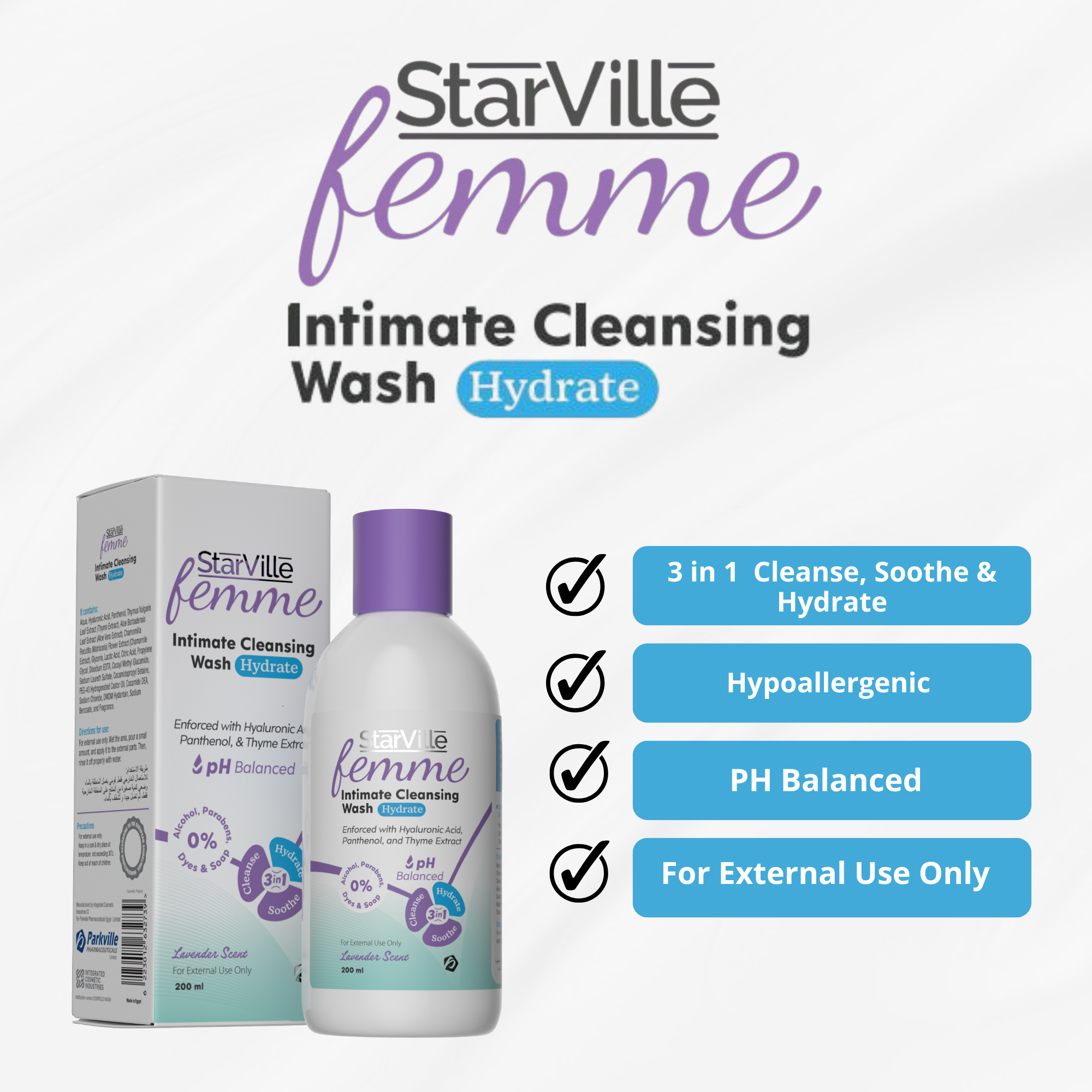 StarVille Femme Intimate Cleansing Wash Hydrate 150 ml