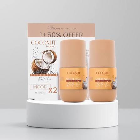 MOOD Coconut Whitening Deodorant Roll On Offer 1+50% 50 ML