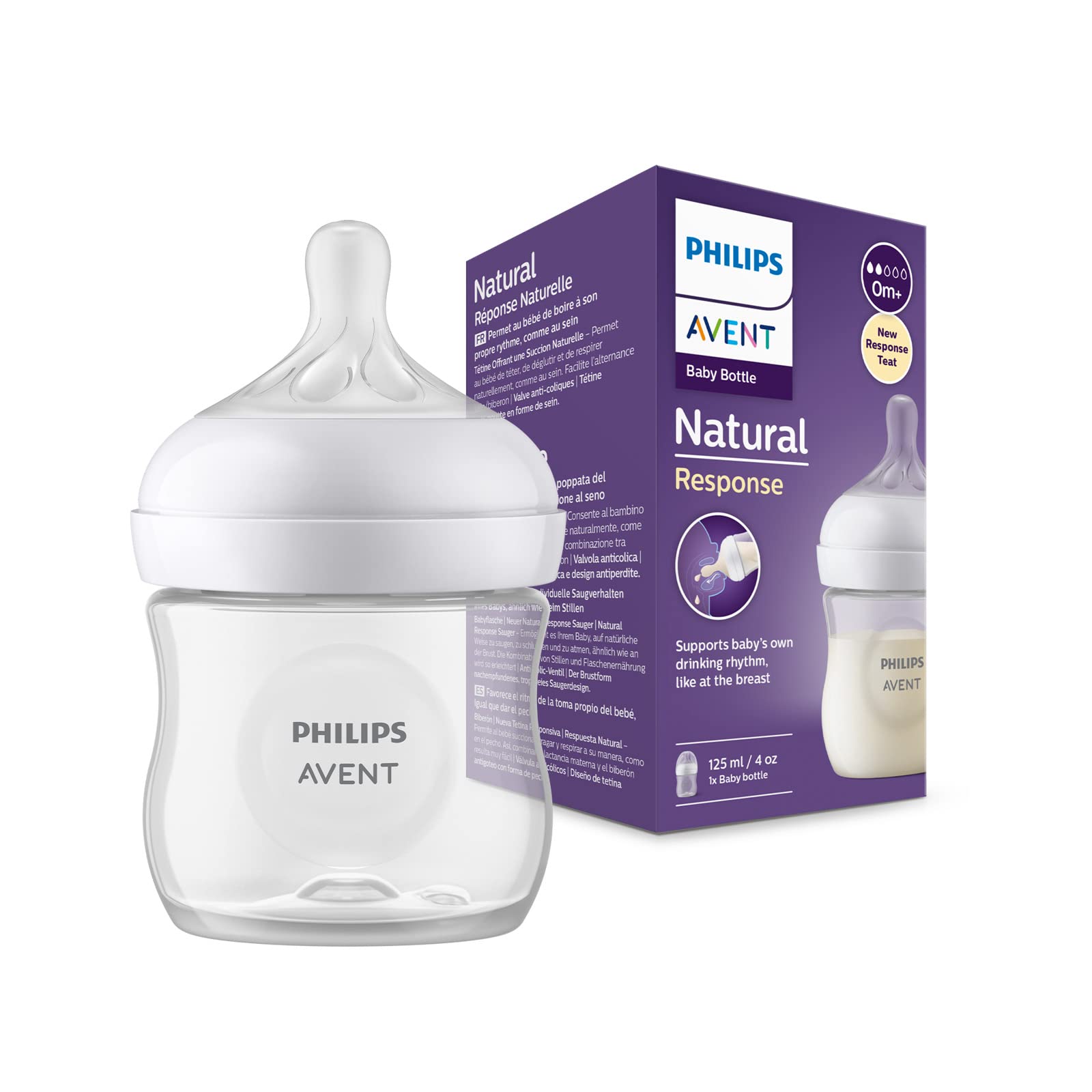 Avent Natural Response Baby Bottle 0m+ - 125ml
