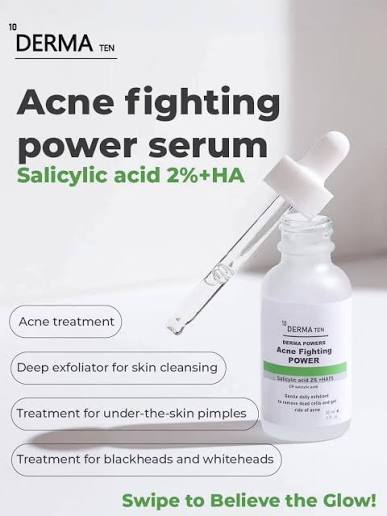 Derma10 Acne fighting power serum Salicylic acid 2%+HA