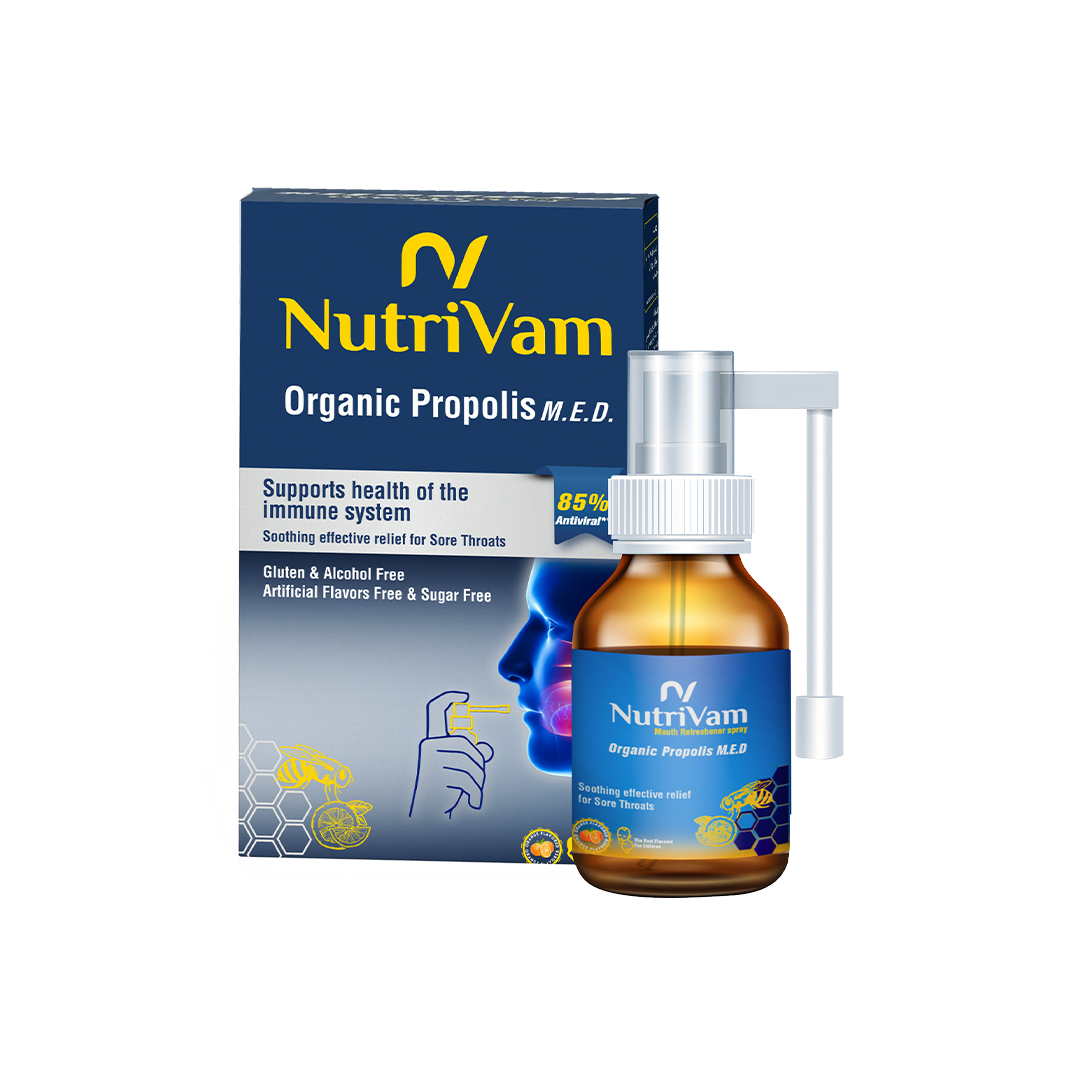 Nutrivam Organic Propolis sore throat relief With Orange Flavour Spray 20 Ml