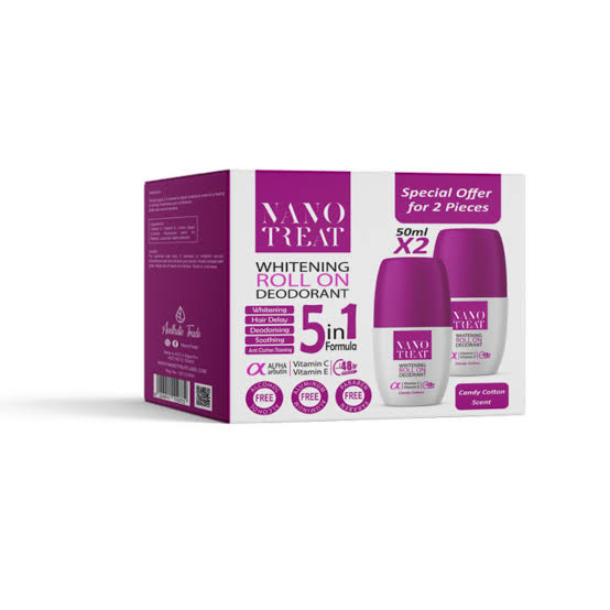 Nano-treat Whitening Deodorant Roll On Candy Cotton 1+1 Free
