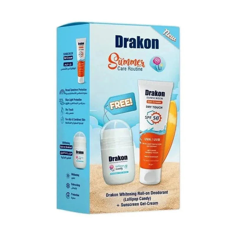 Drakon® promopack ( Sunscreen Gel-Cream SPF 50 +Drakon whitening Roll on Lollipop Candy )