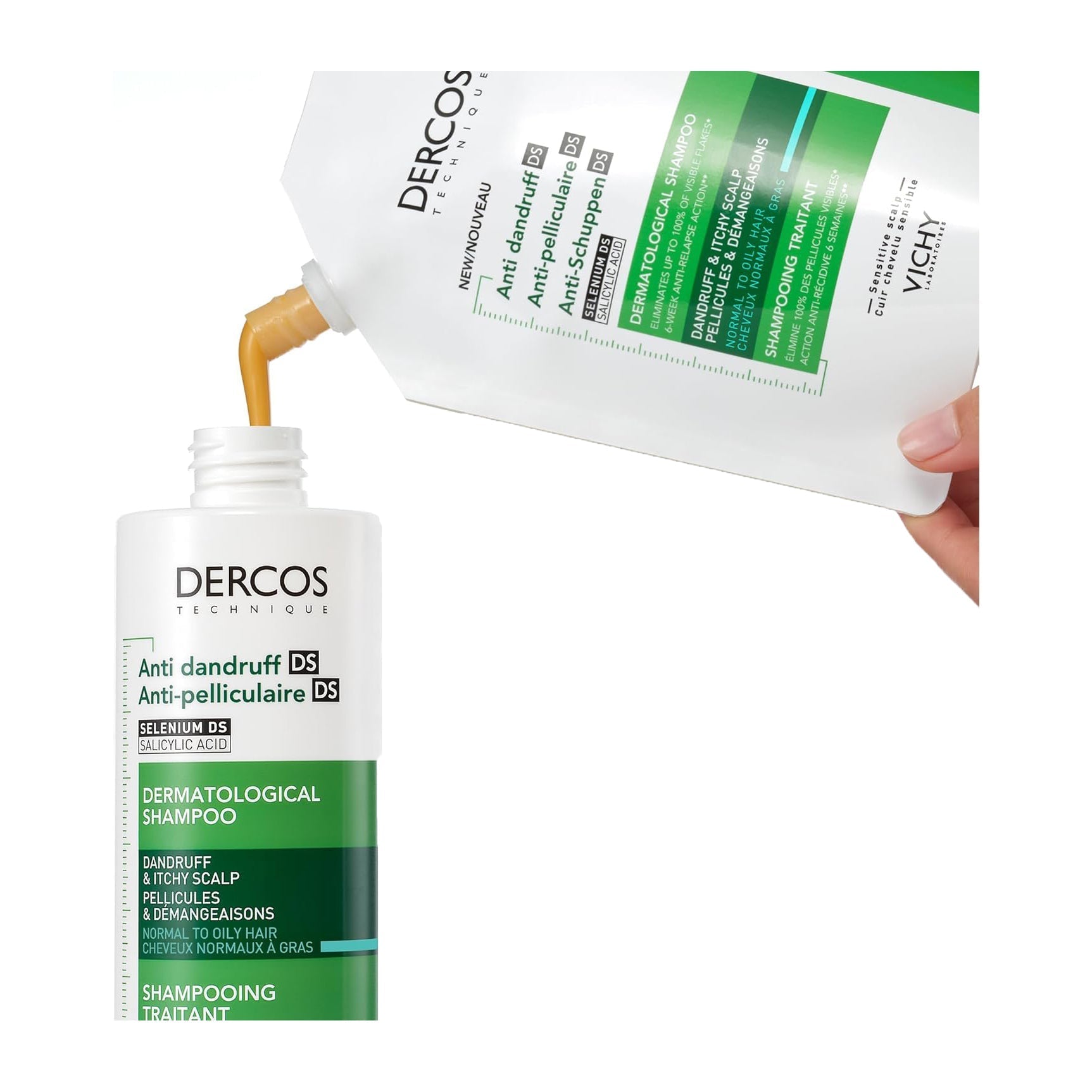 Vichy Dercos Anti Dandruff Refill Shampoo For Normal To Oily Hair- 390ml