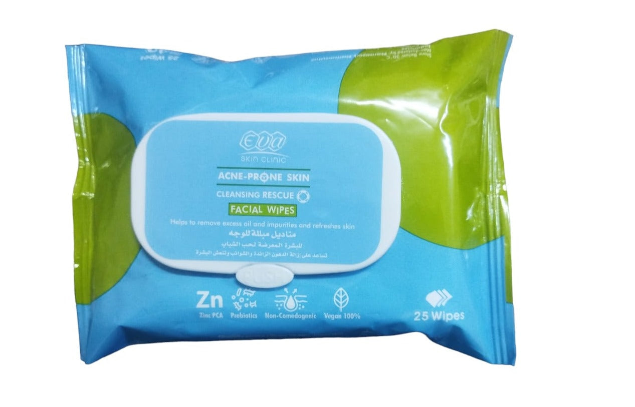 Eva Skin Clinic Acne-Prone Skin Facial Wipes ( 25 Wipes Per Pack)