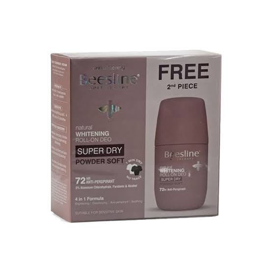 Beesline Whitening Roll-on Deo, Super Dry - Powder Soft (1+1 For free)