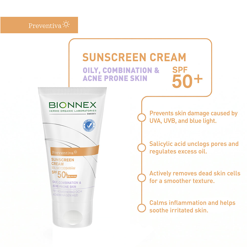 Bionnex Preventiva Sunscreen Cream SPF+50 Oily and Combination Acne-Prone Skin