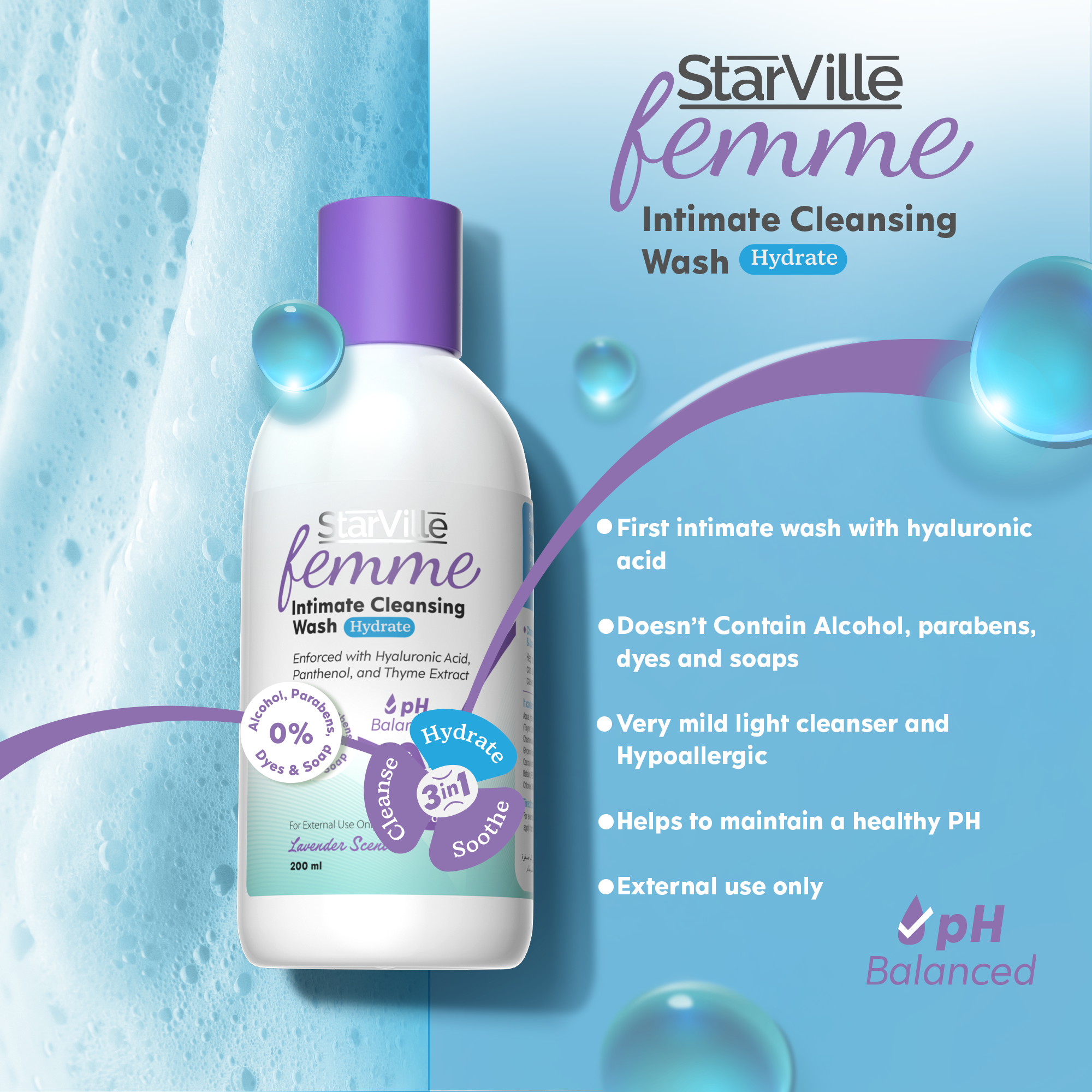 StarVille Femme Intimate Cleansing Wash Hydrate 150 ml