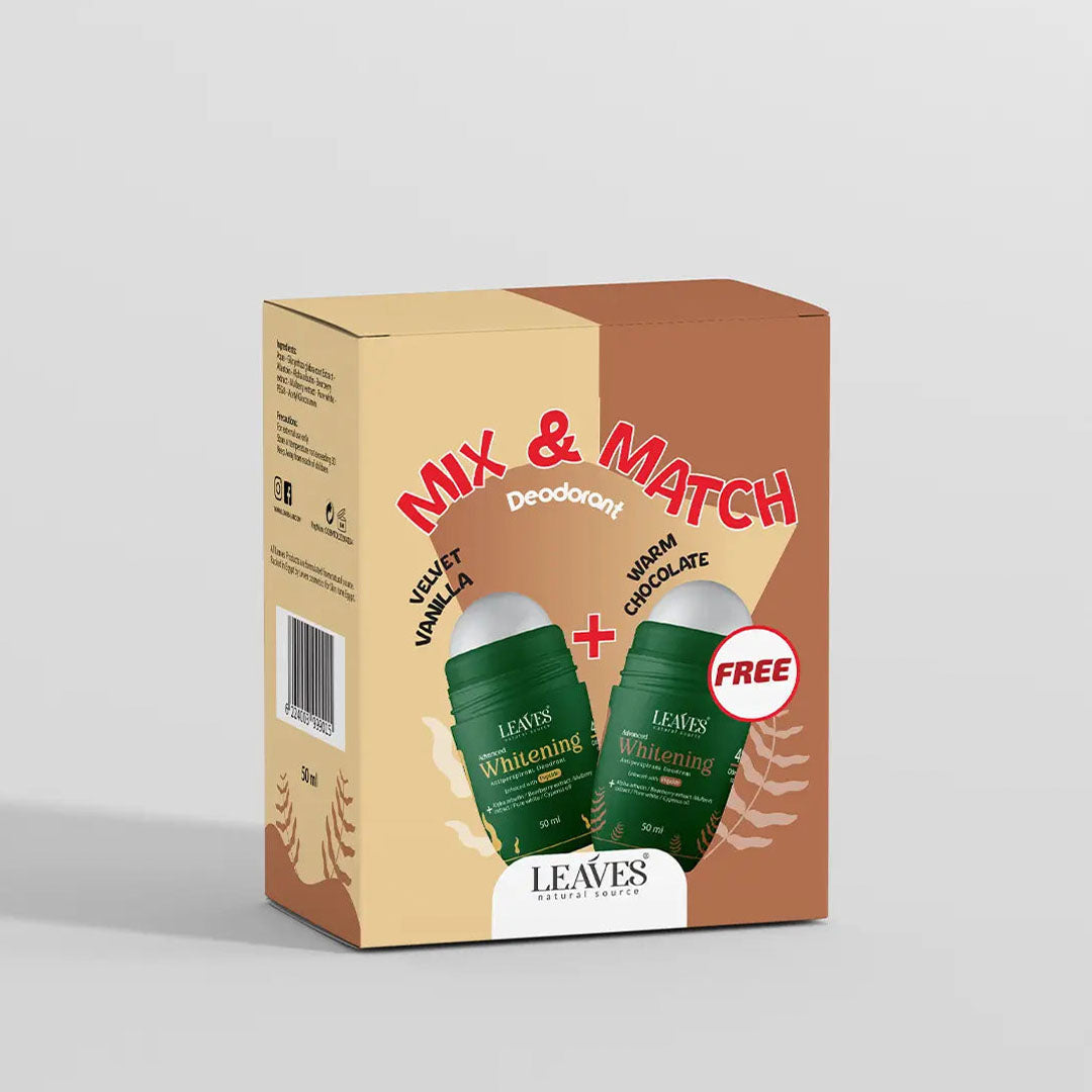 Leaves Advanced Whitening Antiperspirant Deodorant Box - Velvet Vanilla & Warm Chocolate