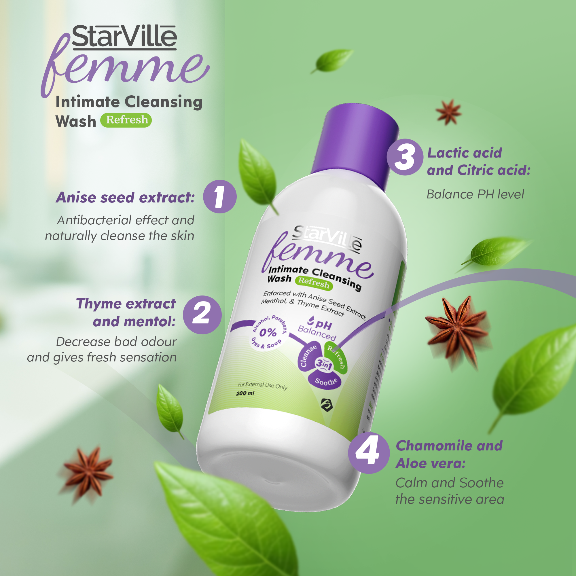 StarVille Femme Intimate Cleansing Wash Refresh 150 ml