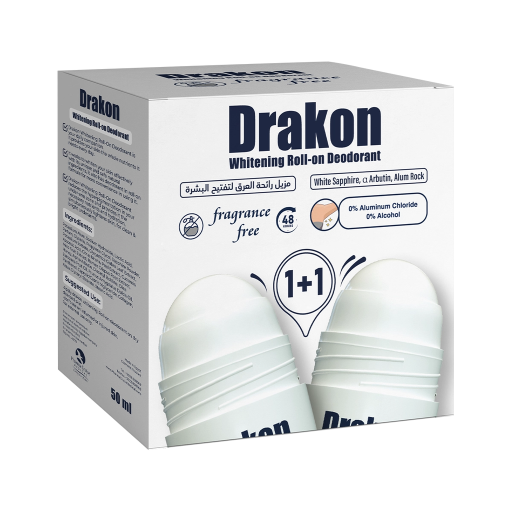Drakon Whitening Roll-on Deodorant Fragrance Free 1+1